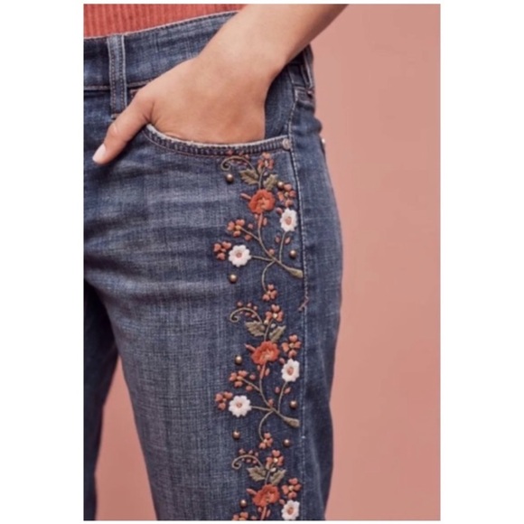 Pilcro Hyphen Mid Rise Embroidered Jeans By Anthropologie - Picture 8 of 16